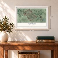 Norcross, Georgia map, 12 x 18 inch print in a white frame in an entryway