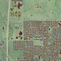 Second close-up of the map of Normal, Illinois print showing more streets and buildings
