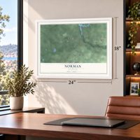 Norman, Michigan map, 18 x 24 inch print in a white frame in a home office