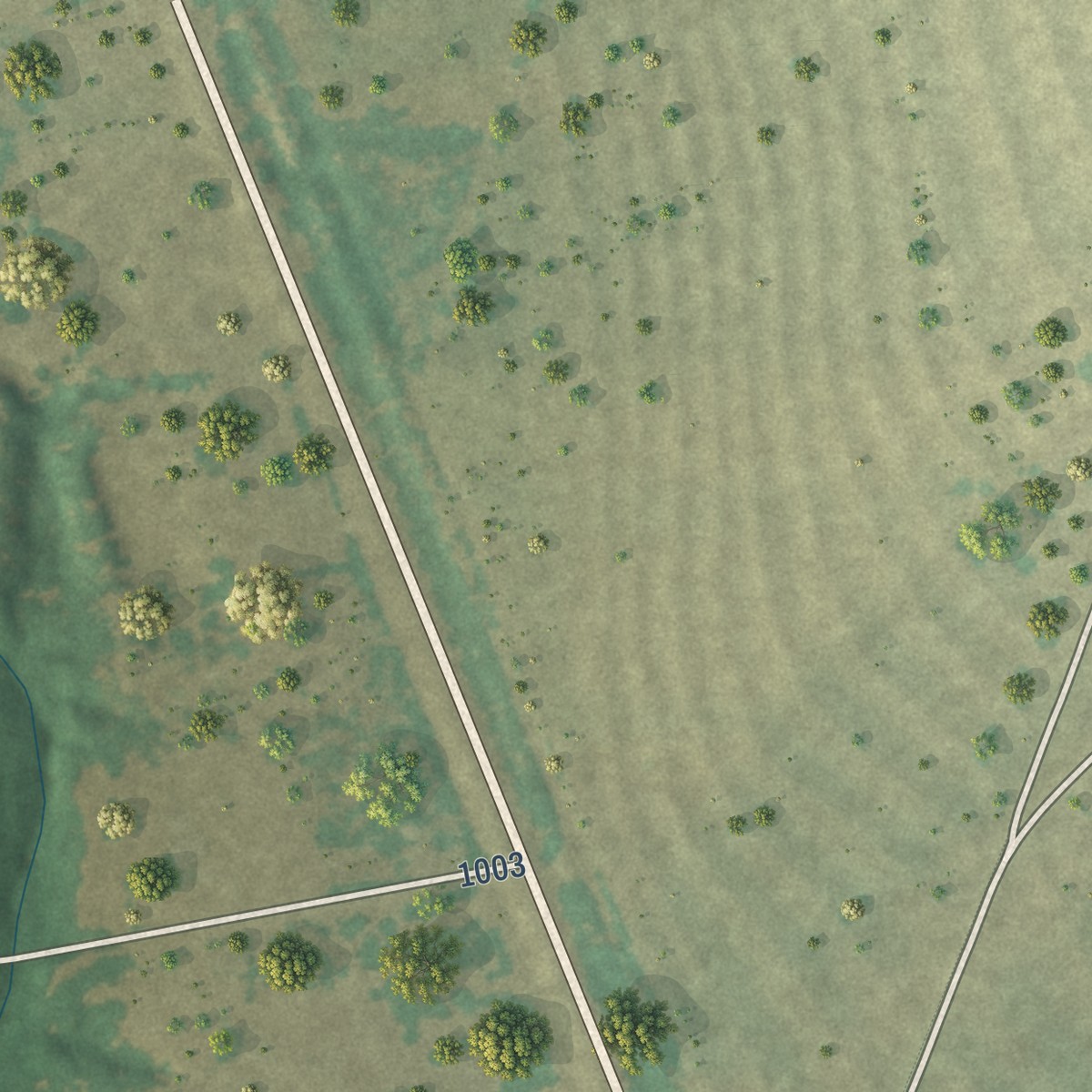 Second close-up of the map of Normanna, Texas print showing more streets and buildings