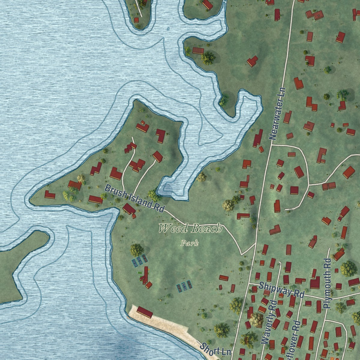 Second close-up of the map of Noroton, Connecticut print showing more streets and buildings