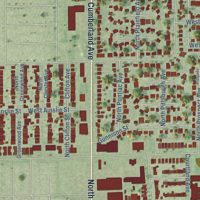 Second close-up of the map of Norridge, Illinois print showing more streets and buildings