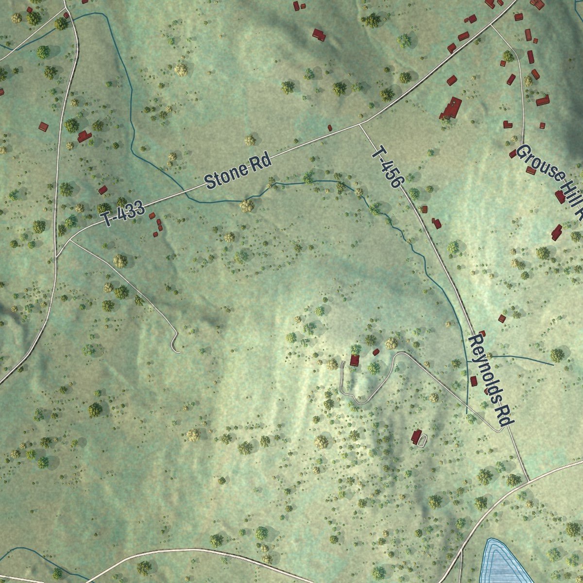 Second close-up of the map of North Abington, Pennsylvania print showing more streets and buildings