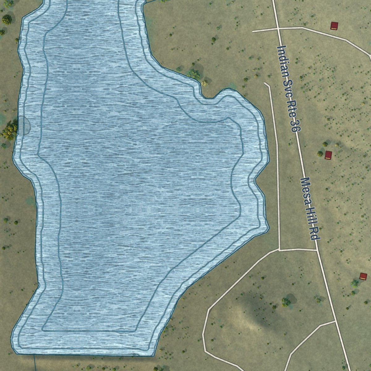 Second close-up of the map of North Acomita Village, New Mexico print showing more streets and buildings