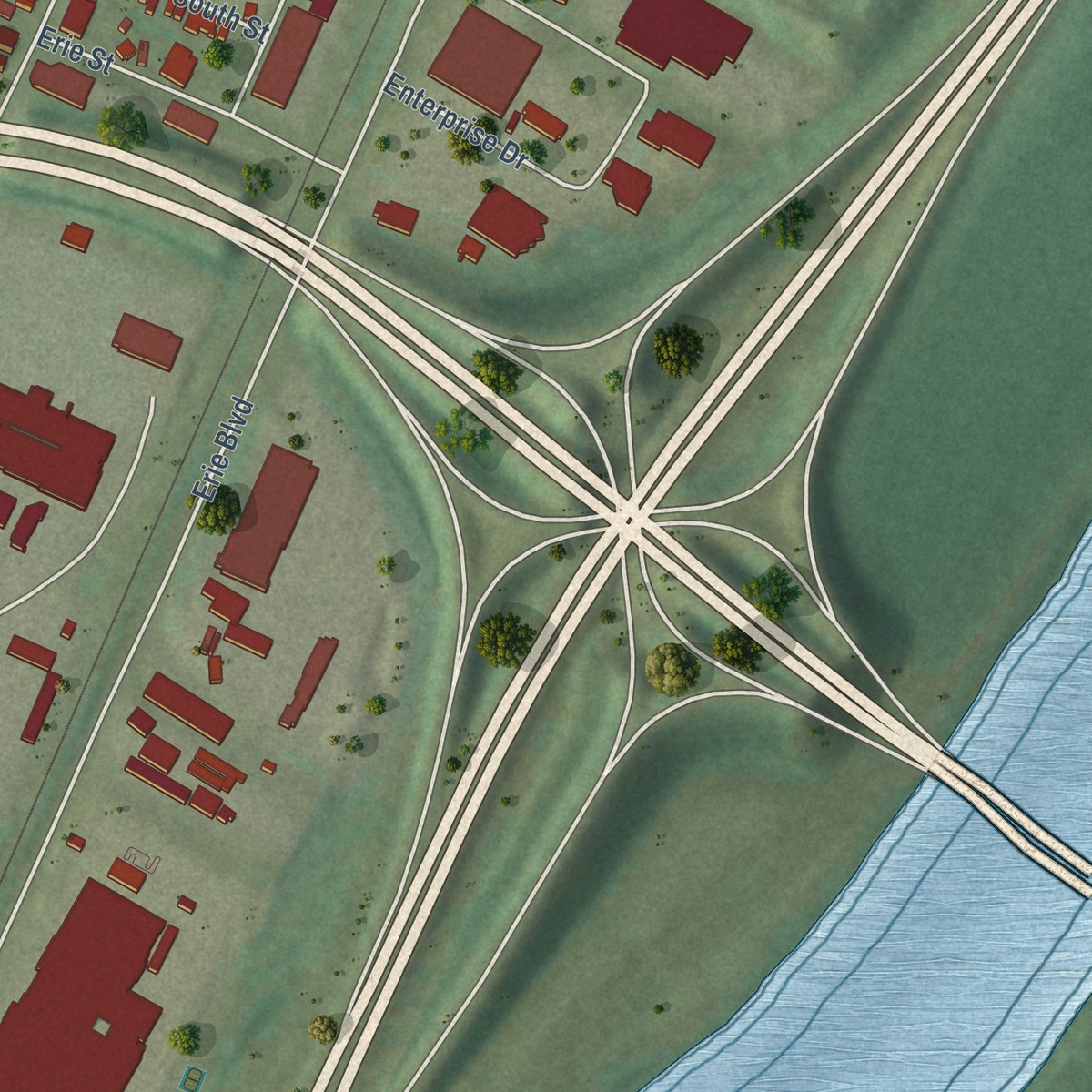 Second close-up of the map of North Albany, New York print showing more streets and buildings