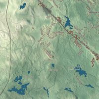 Close-up of the map of North Andover, Massachusetts print showing terrain and local geography