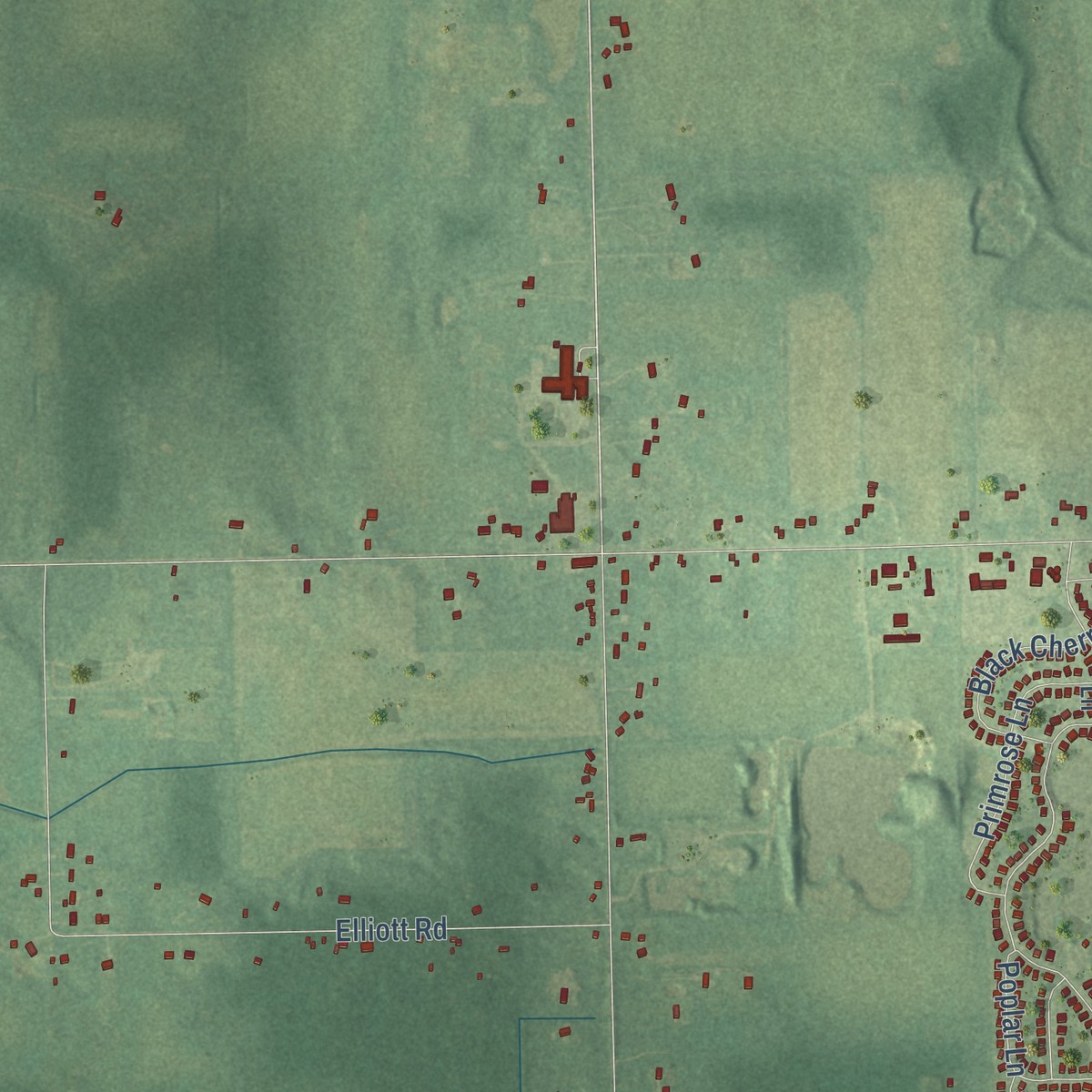 Second close-up of the map of North Aurelius, Michigan print showing more streets and buildings