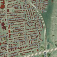 Second close-up of the map of North Babylon, New York print showing more streets and buildings