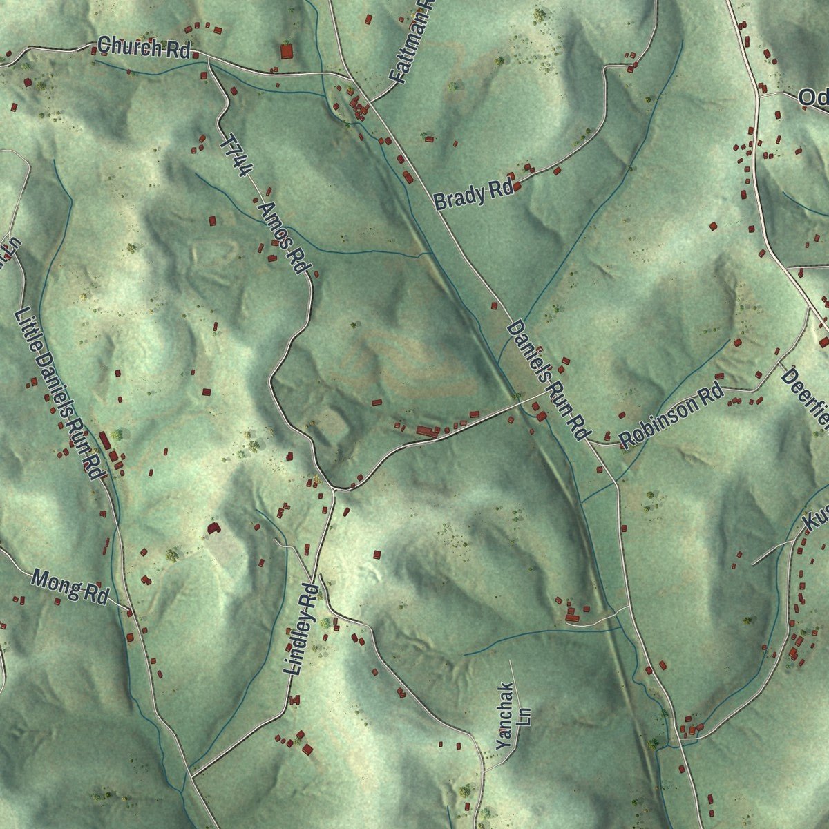 Second close-up of the map of North Bethlehem, Pennsylvania print showing more streets and buildings