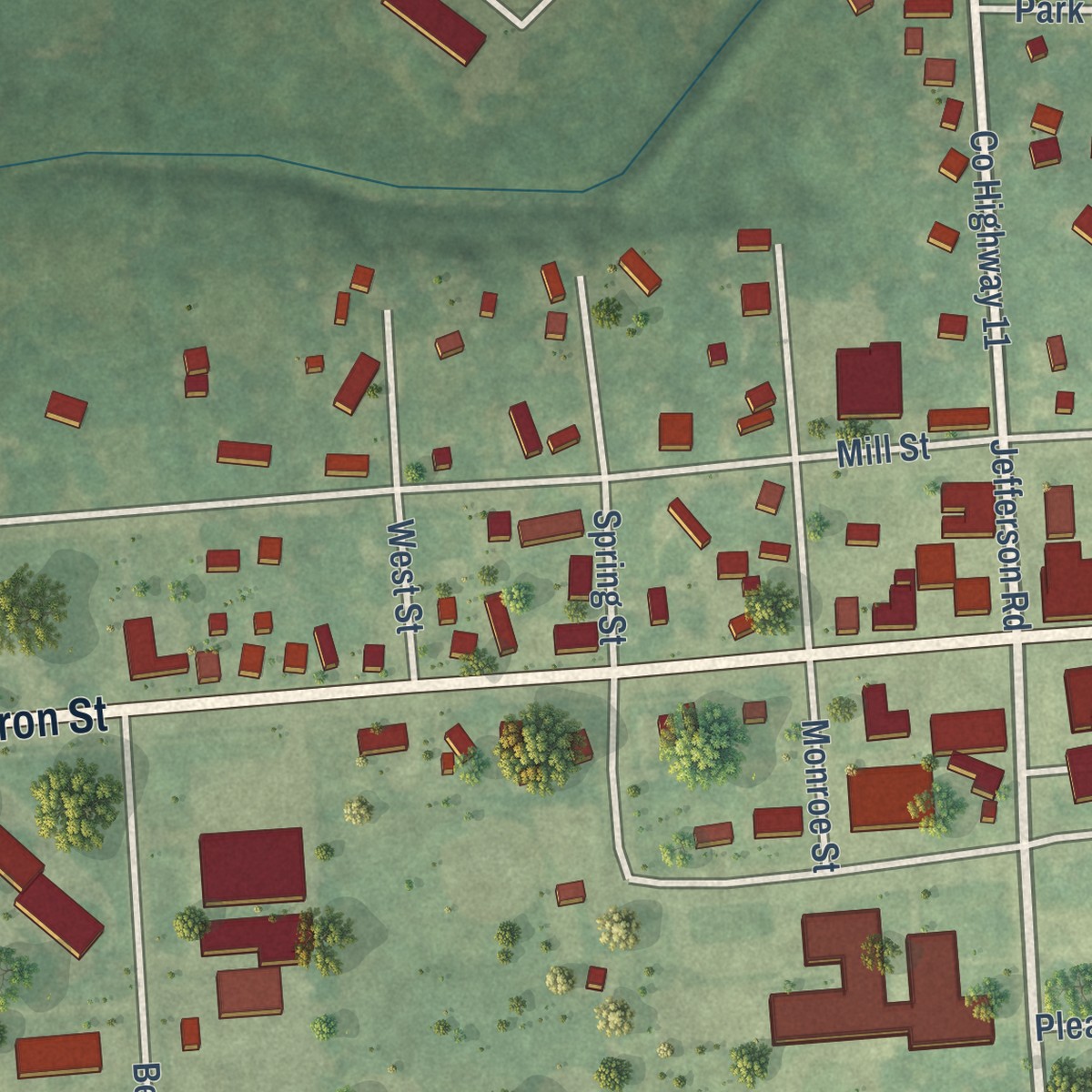Second close-up of the map of North Branch, Michigan print showing more streets and buildings