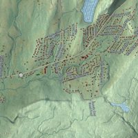 Second close-up of the map of North Branford, Connecticut print showing more streets and buildings