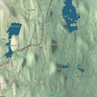Close-up of the map of North Brookfield, Massachusetts print showing terrain and local geography