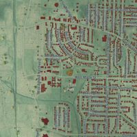 Second close-up of the map of North Canton, Ohio print showing more streets and buildings