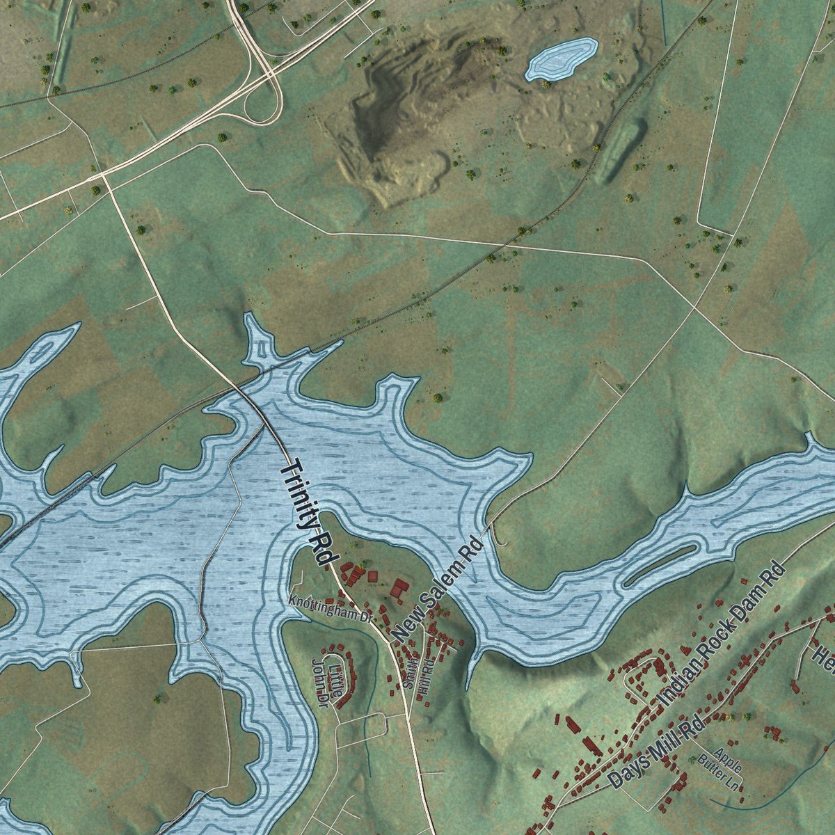Second close-up of the map of North Codorus, Pennsylvania print showing more streets and buildings
