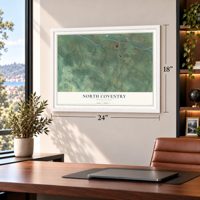 North Coventry, Pennsylvania map, 18 x 24 inch print in a white frame in a home office