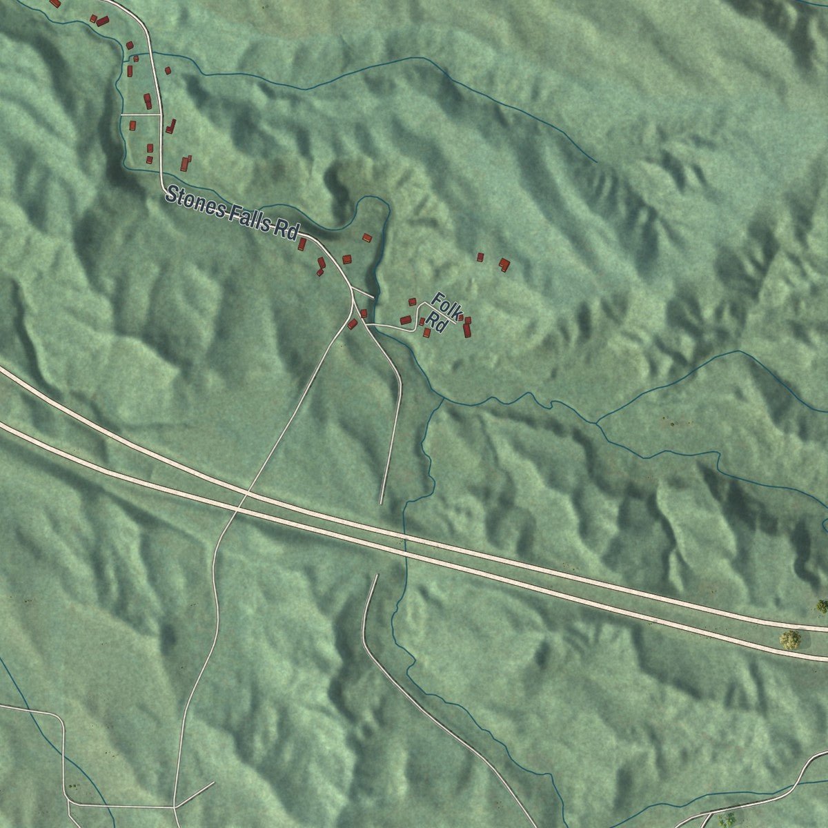 Second close-up of the map of North Dansville, New York print showing more streets and buildings