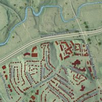 Second close-up of the map of North Druid Hills, Georgia print showing more streets and buildings