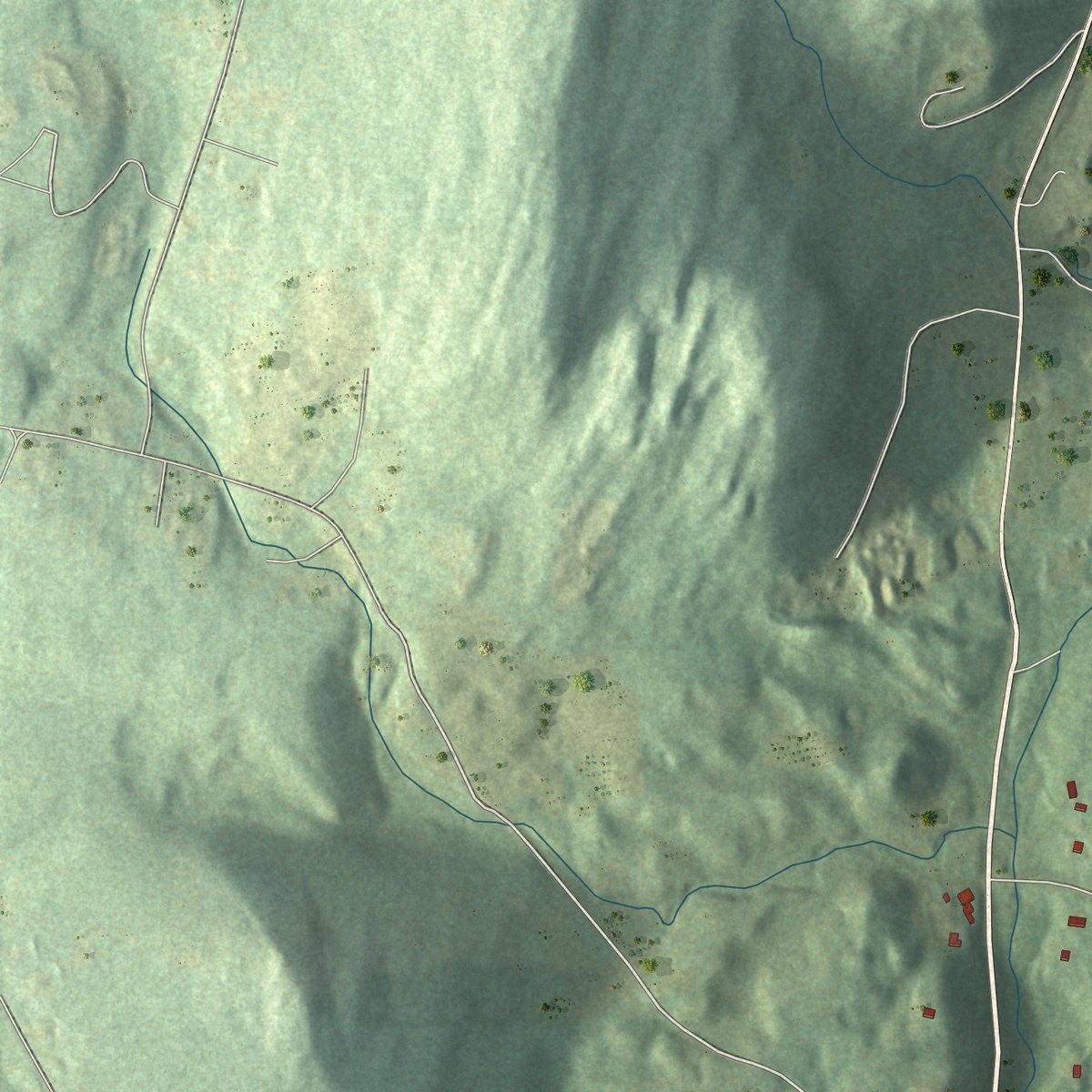 Second close-up of the map of North Granby, Connecticut print showing more streets and buildings