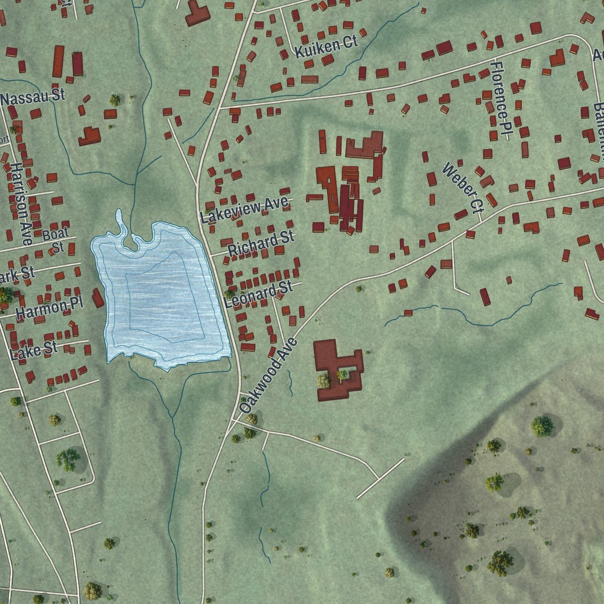 Second close-up of the map of North Haledon, New Jersey print showing more streets and buildings