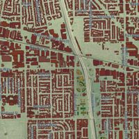 Second close-up of the map of North Hollywood, California print showing more streets and buildings