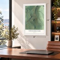 North Hyde Park, Vermont map, 18 x 24 inch print in a white frame in a home office