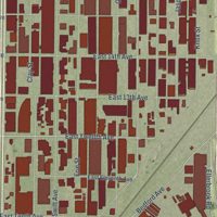 Second close-up of the map of North Kansas City, Missouri print showing more streets and buildings