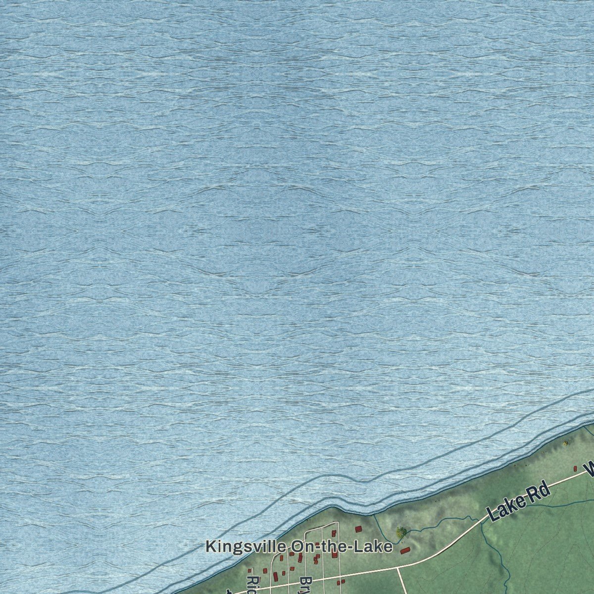 Second close-up of the map of North Kingsville, Ohio print showing more streets and buildings