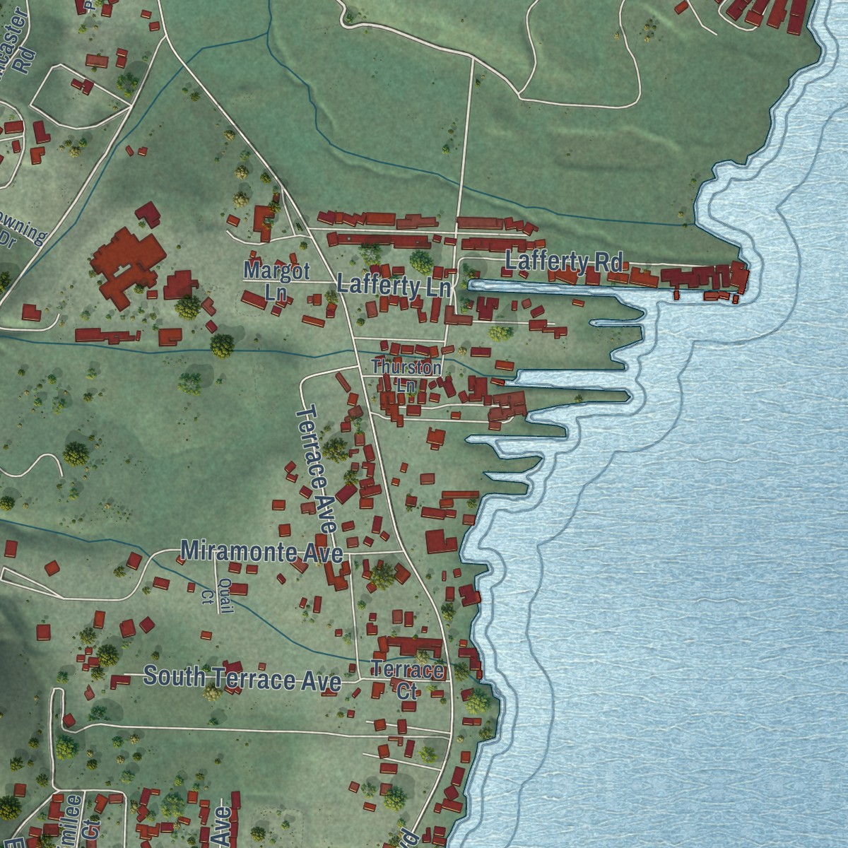 Second close-up of the map of North Lakeport, California print showing more streets and buildings
