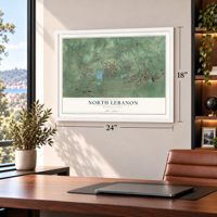 North Lebanon, Pennsylvania map, 18 x 24 inch print in a white frame in a home office
