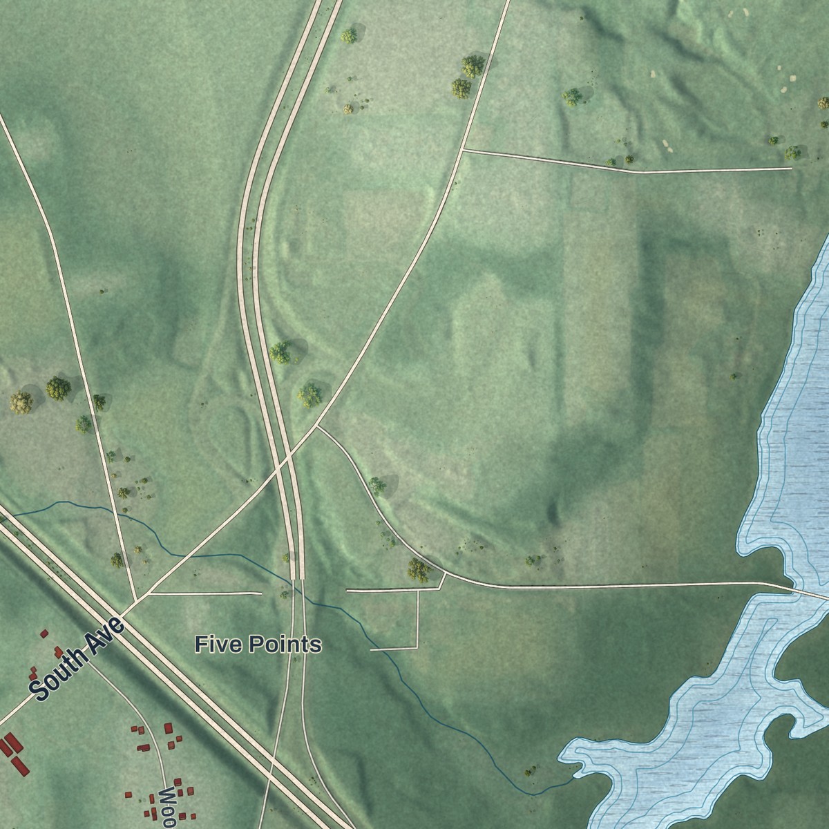 Second close-up of the map of North Lima, Ohio print showing more streets and buildings