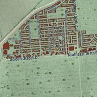 Second close-up of the map of North Miami Beach, Florida print showing more streets and buildings