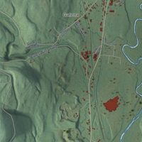 Second close-up of the map of North Norwich, New York print showing more streets and buildings