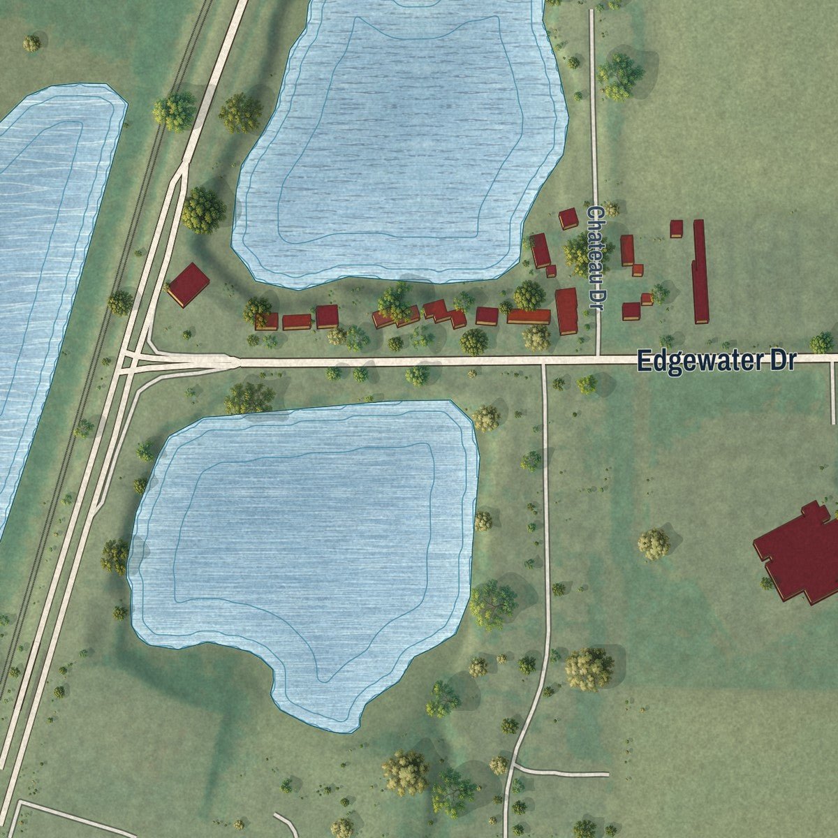 Second close-up of the map of North Pekin, Illinois print showing more streets and buildings