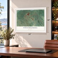 North Philipsburg, Pennsylvania map, 18 x 24 inch print in a white frame in a home office