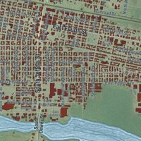 Second close-up of the map of North Platte, Nebraska print showing more streets and buildings