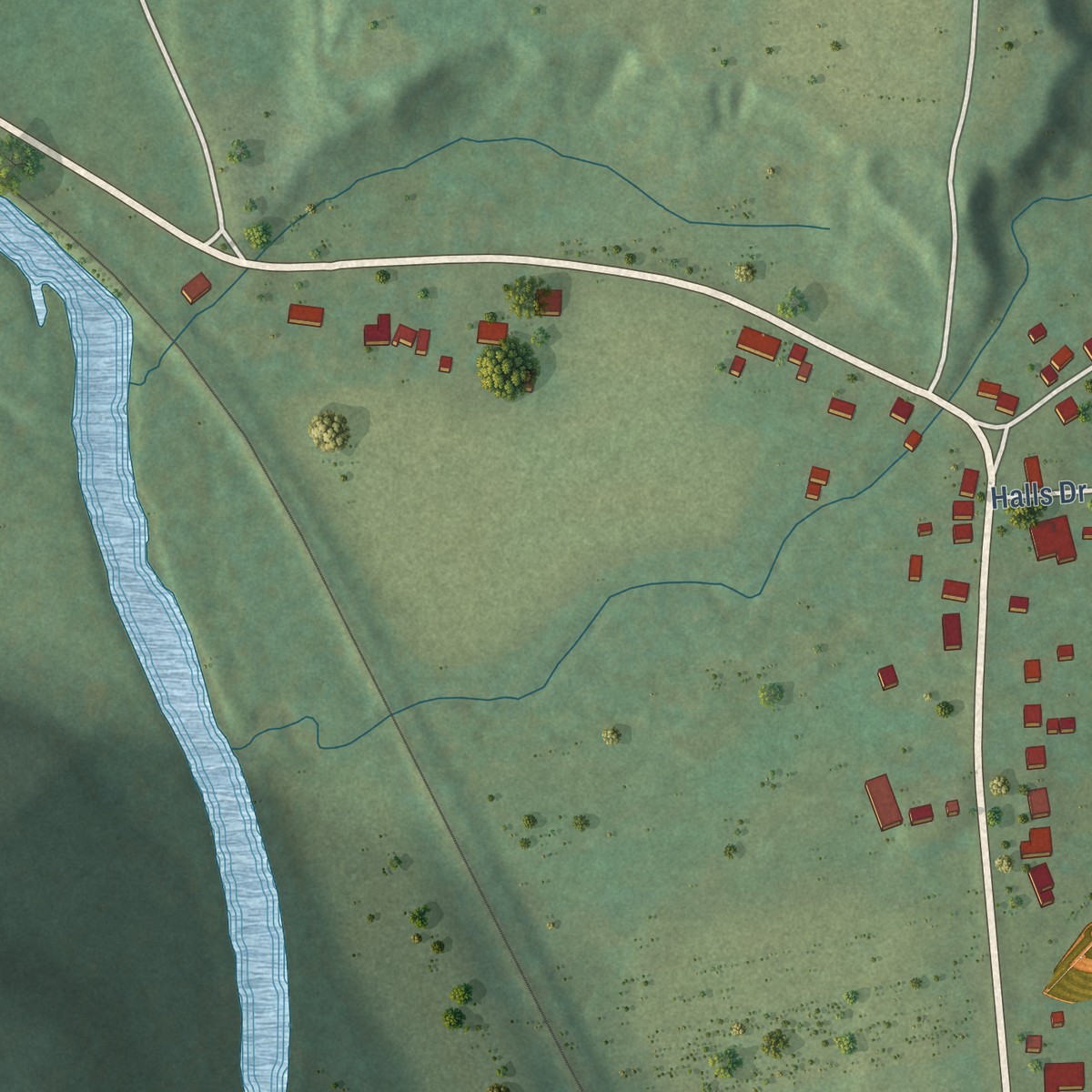 Second close-up of the map of North Pownal, Vermont print showing more streets and buildings