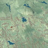 Close-up of the map of North Reading, Massachusetts print showing terrain and local geography