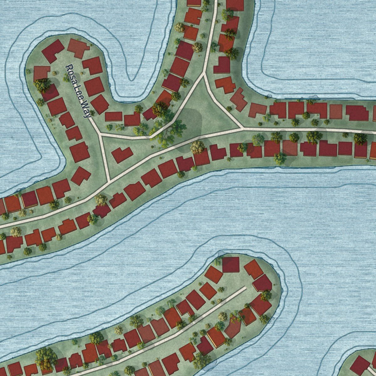 Second close-up of the map of North Redington Beach, Florida print showing more streets and buildings