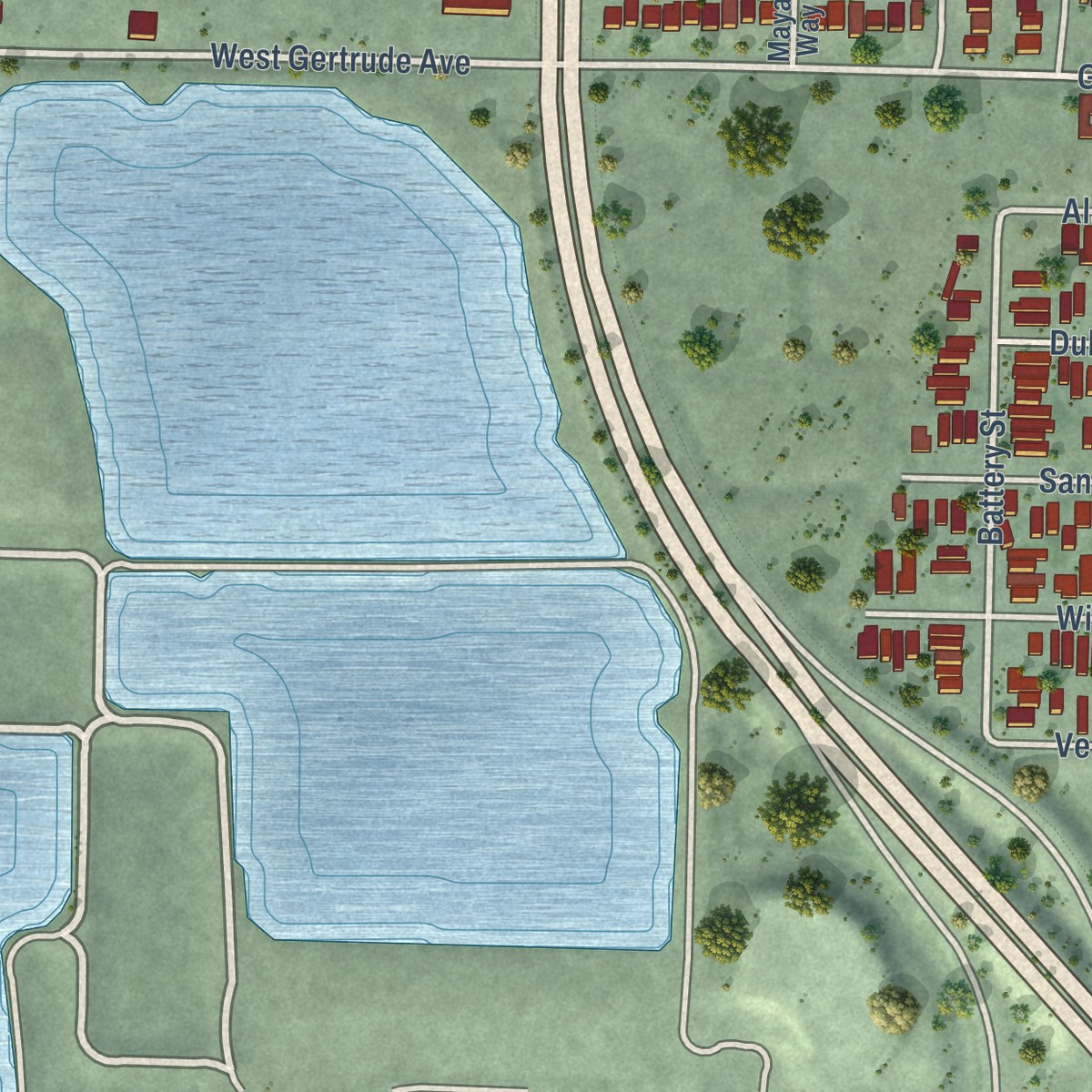 Second close-up of the map of North Richmond, California print showing more streets and buildings