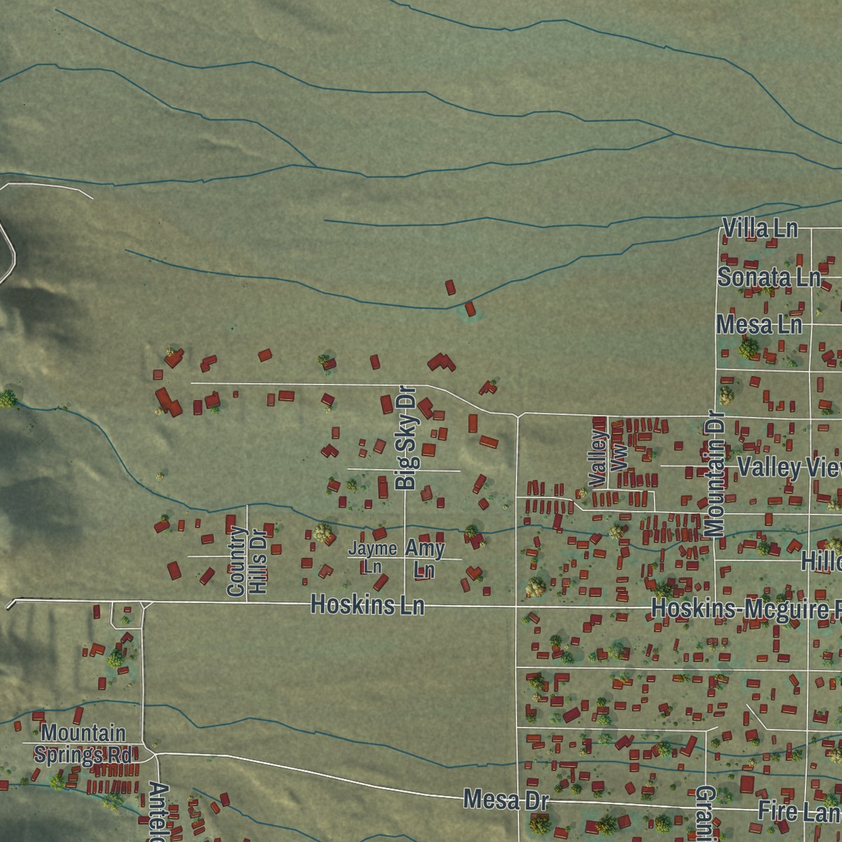 Second close-up of the map of North Rock Springs, Wyoming print showing more streets and buildings