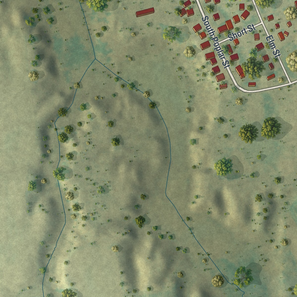 Second close-up of the map of North Rose, New York print showing more streets and buildings