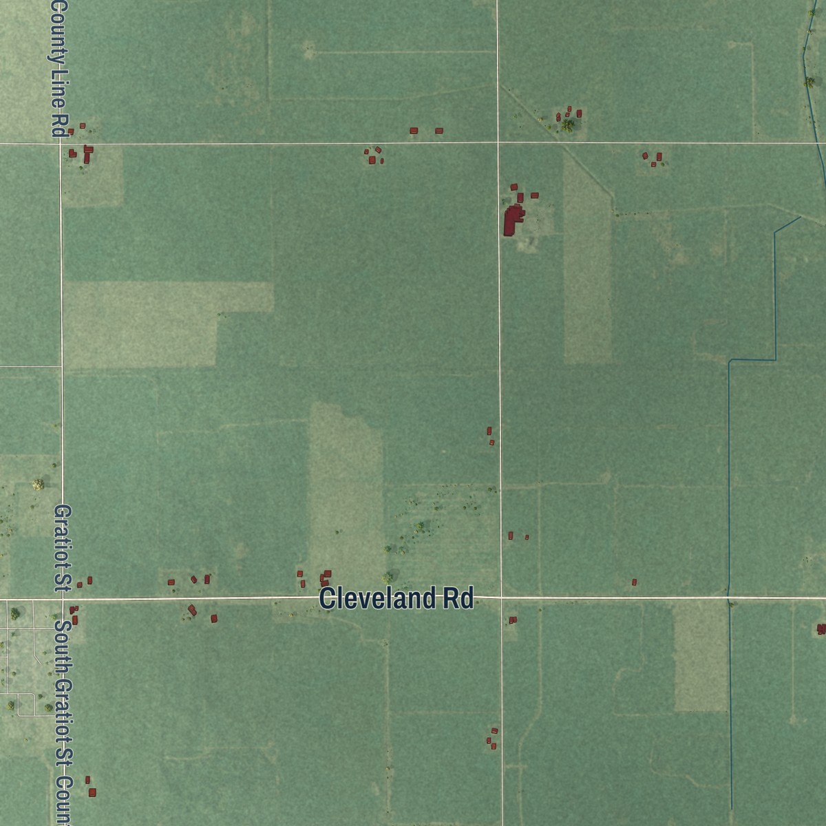 Second close-up of the map of North Shade, Michigan print showing more streets and buildings