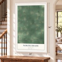 North Shade, Michigan map, 24 x 36 inch print in a white frame by a staircase