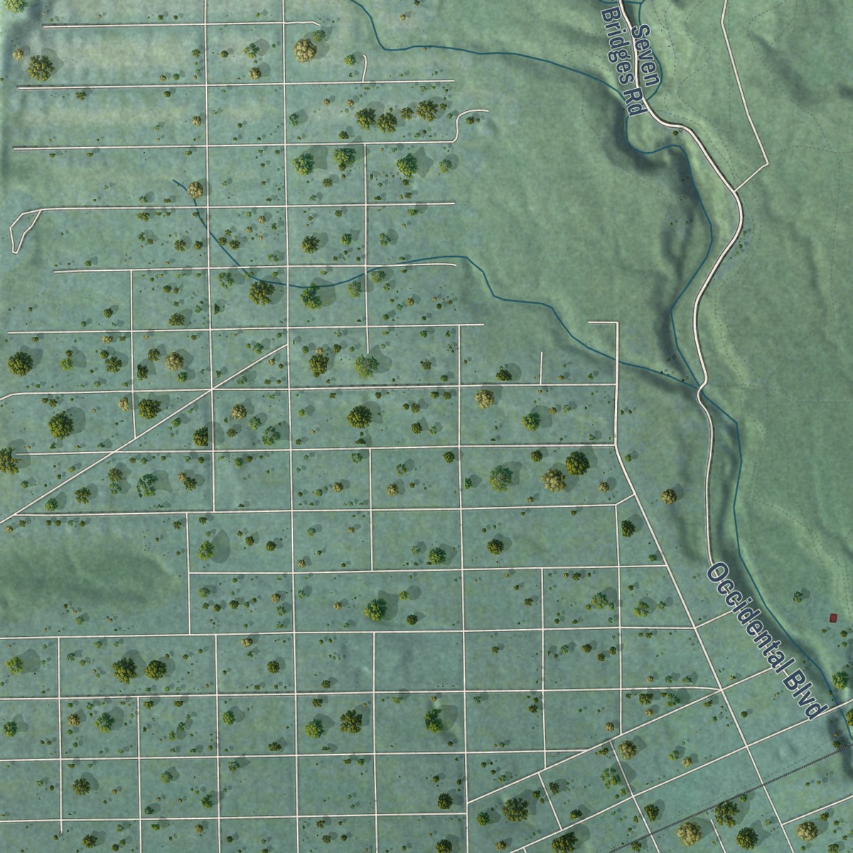 Second close-up of the map of North Shore, Minnesota print showing more streets and buildings