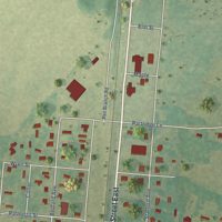 Second close-up of the map of North, South Carolina print showing more streets and buildings