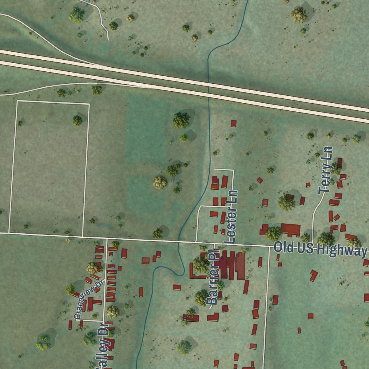 Second close-up of the map of North Spearfish, South Dakota print showing more streets and buildings