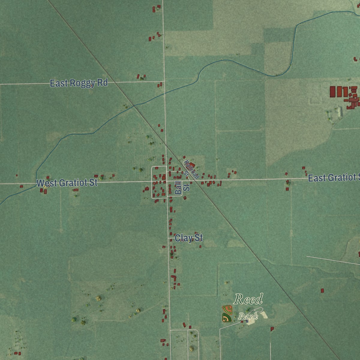 Second close-up of the map of North Star, Michigan print showing more streets and buildings