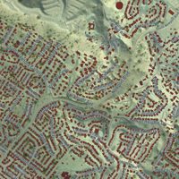 Second close-up of the map of North Tustin, California print showing more streets and buildings