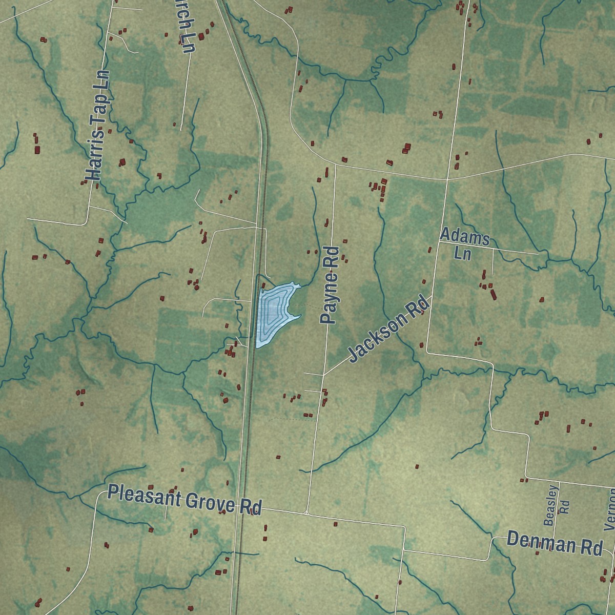 Second close-up of the map of North Zulch, Texas print showing more streets and buildings