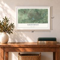 Northampton, Bucks County, Pennsylvania map, 12 x 18 inch print in a white frame in an entryway